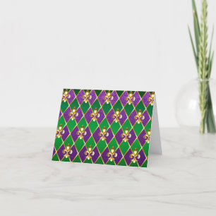 Jewelry Background Mardi Gras Letterpress Thank You Card
