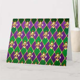 Jewelry Background Mardi Gras Letterpress Thank You Card