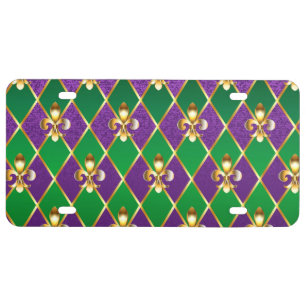 Jewelry Background Mardi Gras License Plate