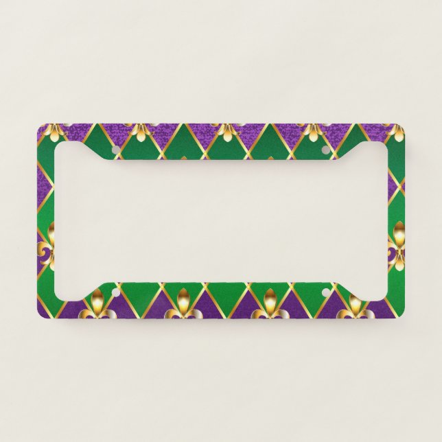 Jewelry Background Mardi Gras License Plate Frame (Front)