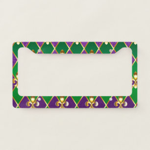 Jewelry Background Mardi Gras License Plate Frame