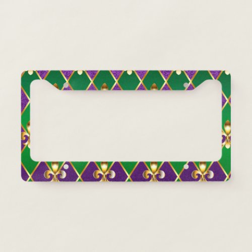 Jewelry Background Mardi Gras License Plate Frame