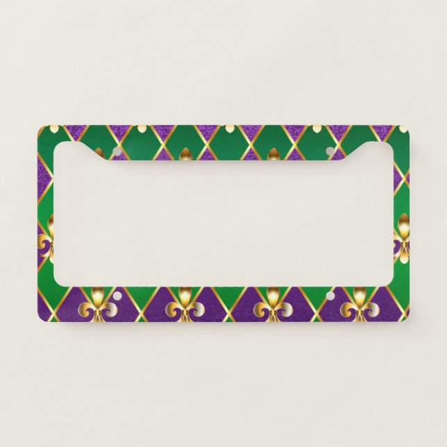 Jewelry Background Mardi Gras License Plate Frame (Front)