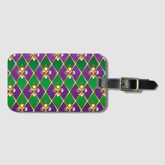 Jewelry Background Mardi Gras Luggage Tag (Front Horizontal)