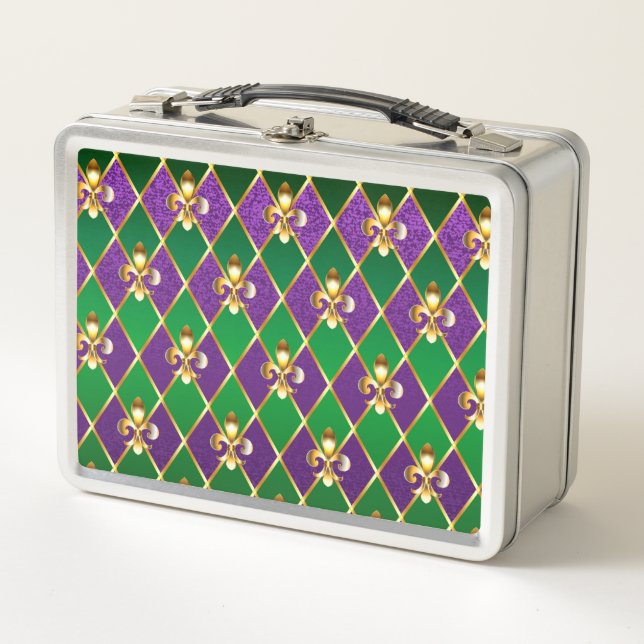 Jewelry Background Mardi Gras Metal Lunch Box (Front)