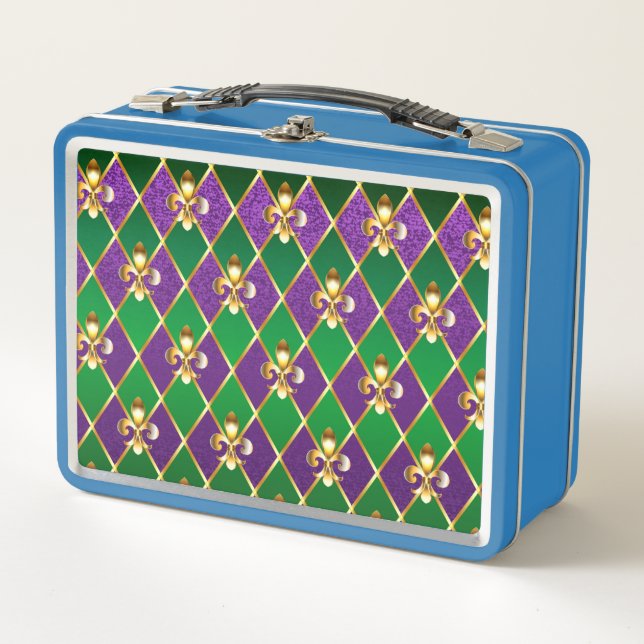 Jewelry Background Mardi Gras Metal Lunch Box (Front)