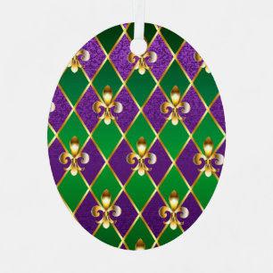 Jewelry Background Mardi Gras Metal Ornament