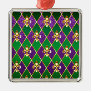 Jewelry Background Mardi Gras Metal Ornament