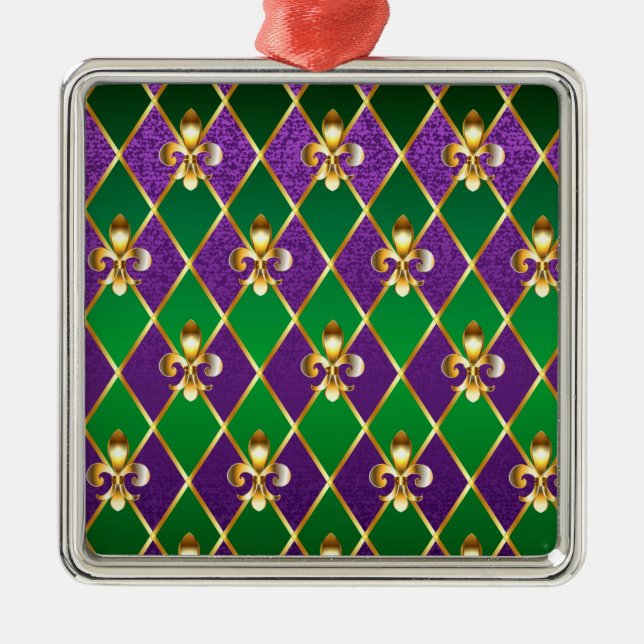 Jewelry Background Mardi Gras Metal Ornament (Front)