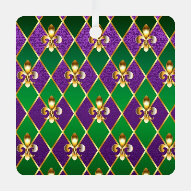 Jewelry Background Mardi Gras Metal Ornament (Front)