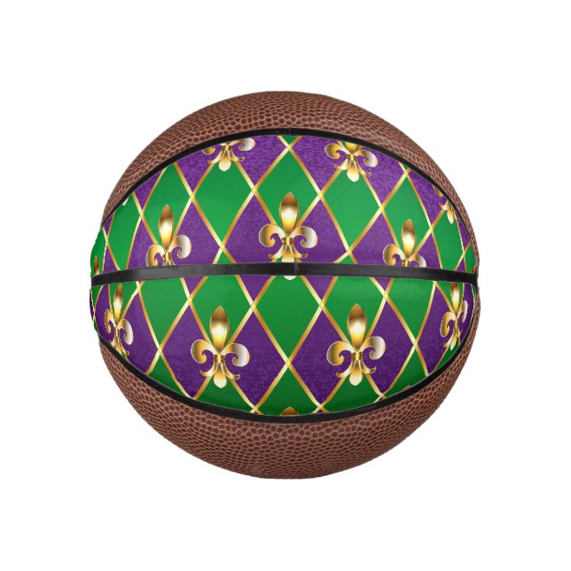 Jewelry Background Mardi Gras Mini Basketball (Front)