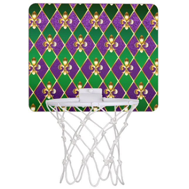 Jewelry Background Mardi Gras Mini Basketball Hoop (Front)