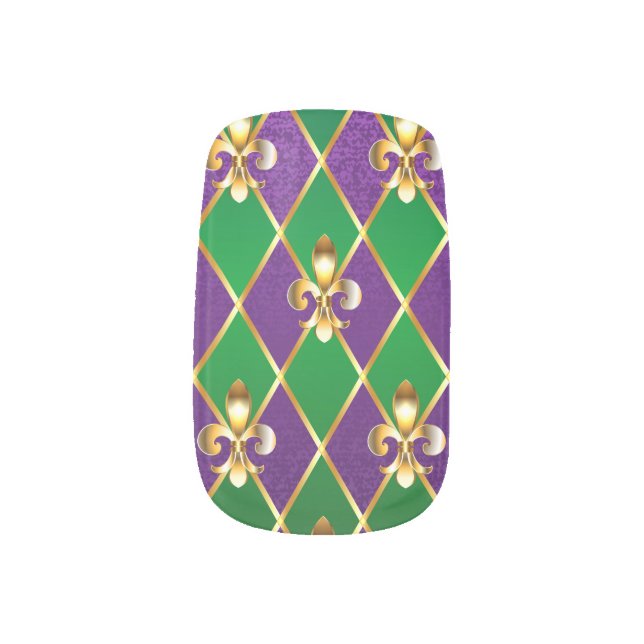 Jewelry Background Mardi Gras Minx Nail Art (Left Thumb)