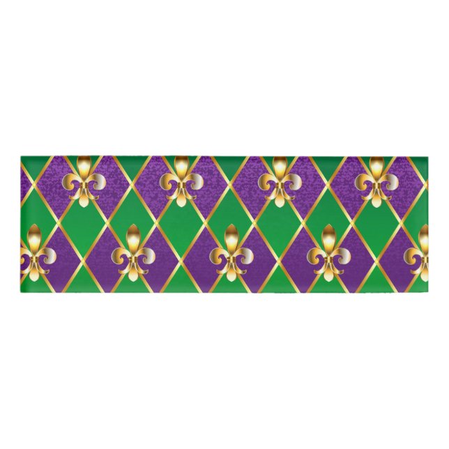 Jewelry Background Mardi Gras Name Tag (Front)