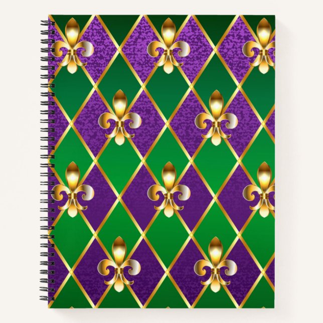 Jewelry Background Mardi Gras Notebook (Front)