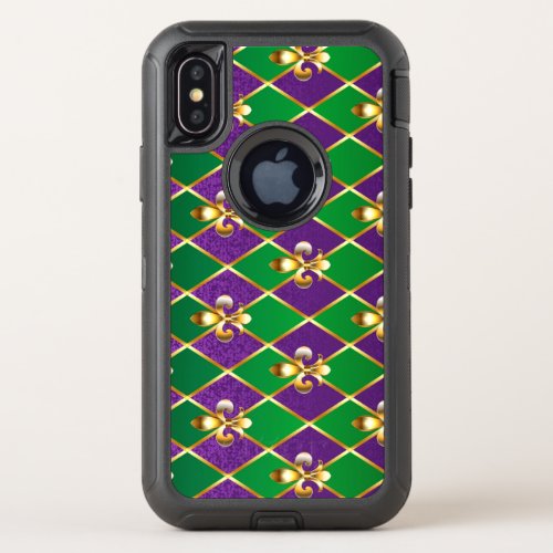 Jewelry Background Mardi Gras OtterBox Defender iPhone X Case