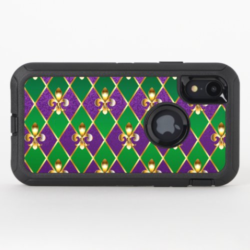 Jewelry Background Mardi Gras OtterBox Defender iPhone XR Case