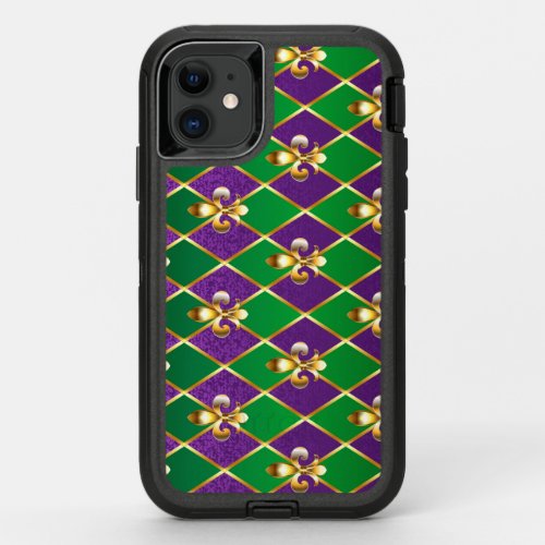 Jewelry Background Mardi Gras OtterBox Defender iPhone 11 Case