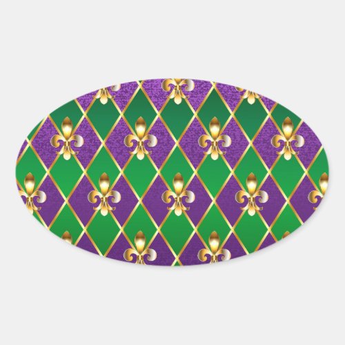 Jewelry Background Mardi Gras Oval Sticker