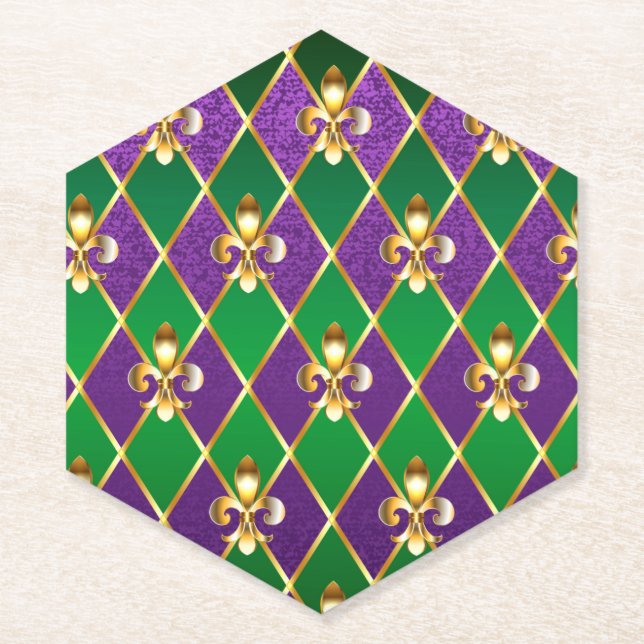 Jewelry Background Mardi Gras Paper Coaster (Front)