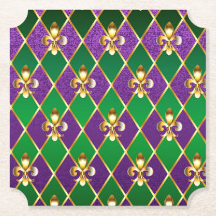 Jewelry Background Mardi Gras Paper Coaster