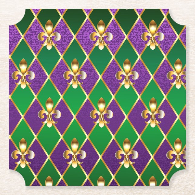Jewelry Background Mardi Gras Paper Coaster (Front)