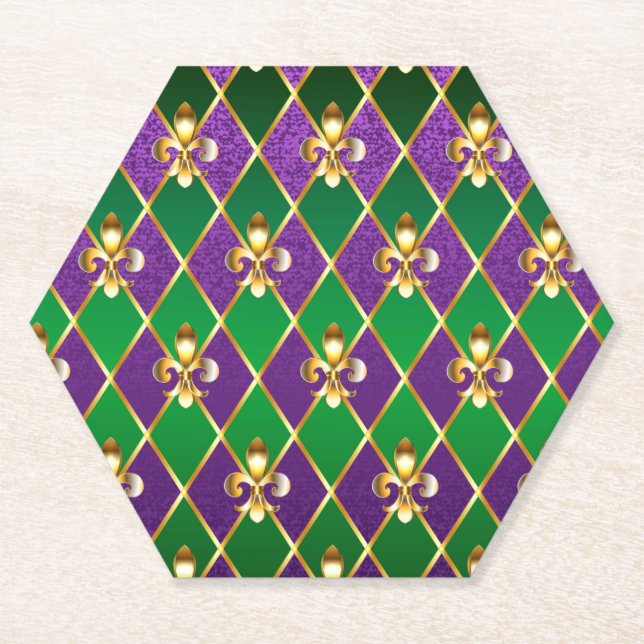 Jewelry Background Mardi Gras Paper Coaster (Front)
