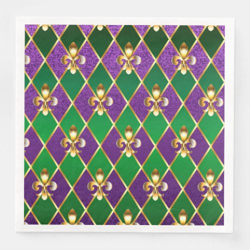 Jewelry Background Mardi Gras Paper Dinner Napkins