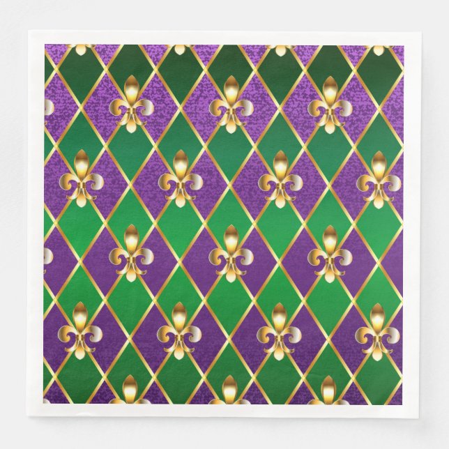 Jewelry Background Mardi Gras Paper Dinner Napkins (Front)