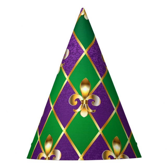 Jewelry Background Mardi Gras Party Hat (Front)