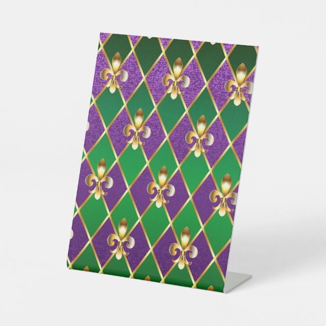 Jewelry Background Mardi Gras Pedestal Sign (Front)