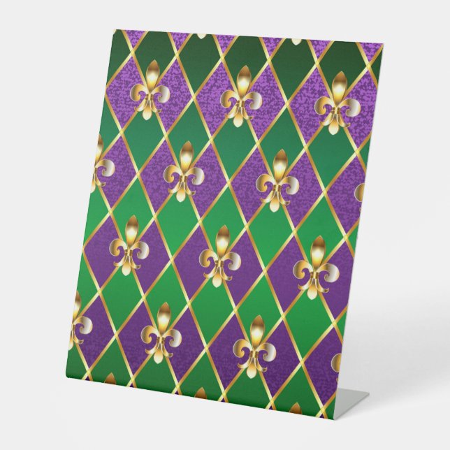 Jewelry Background Mardi Gras Pedestal Sign (Front)