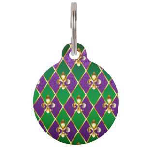 Jewelry Background Mardi Gras Pet ID Tag