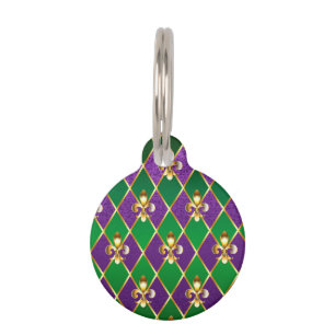 Jewelry Background Mardi Gras Pet ID Tag