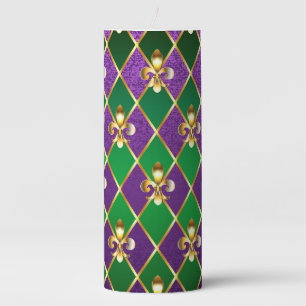Jewelry Background Mardi Gras Pillar Candle