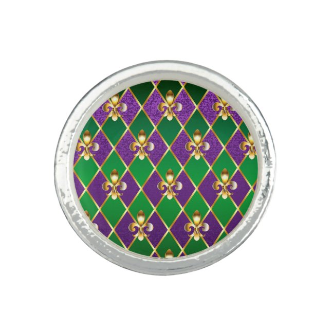 Jewelry Background Mardi Gras Ring (Front)