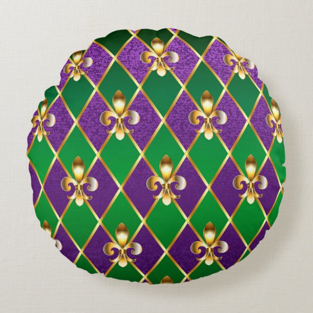 Jewelry Background Mardi Gras Round Pillow (Front)