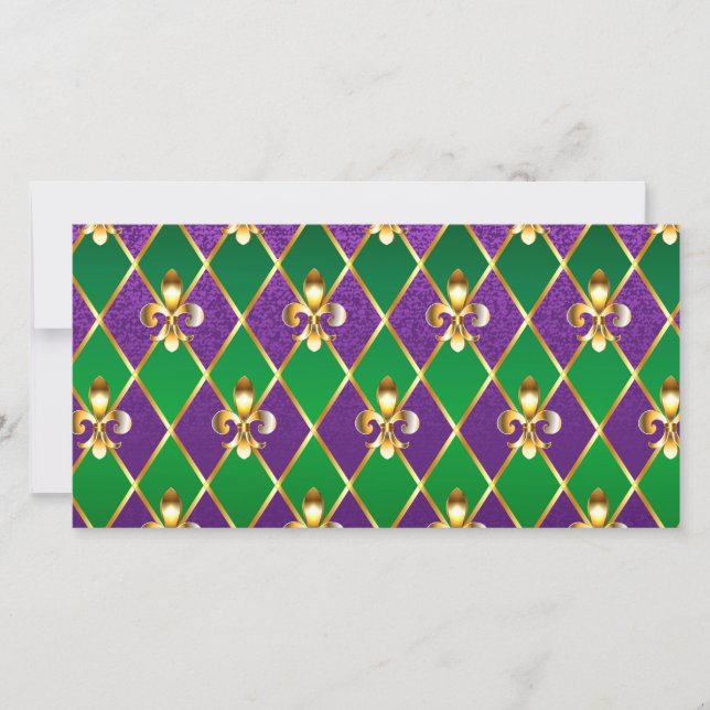 Jewelry Background Mardi Gras Save The Date (Front)