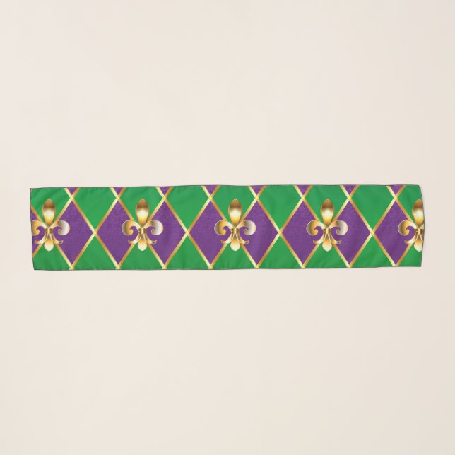Jewelry Background Mardi Gras Scarf (Front (Horizontal))