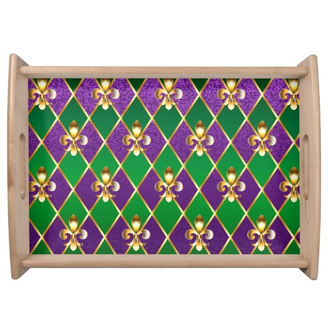 Jewelry Background Mardi Gras Serving Tray (Front)