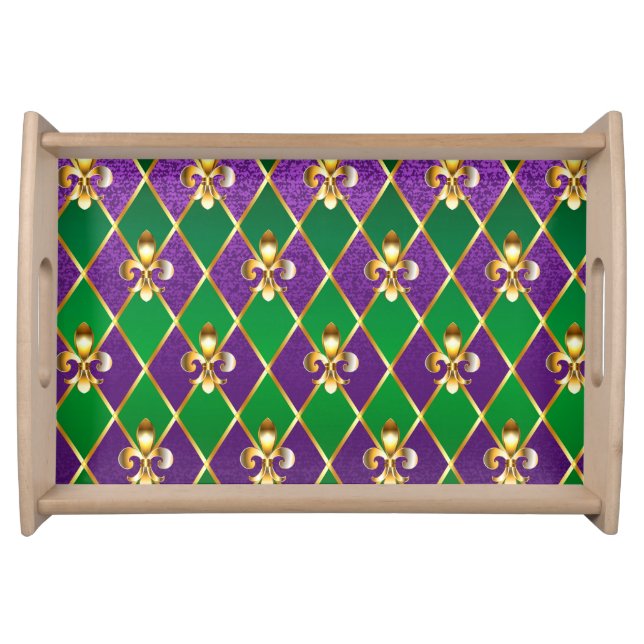 Jewelry Background Mardi Gras Serving Tray (Front)