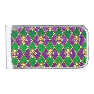 Jewelry Background Mardi Gras Silver Finish Money Clip