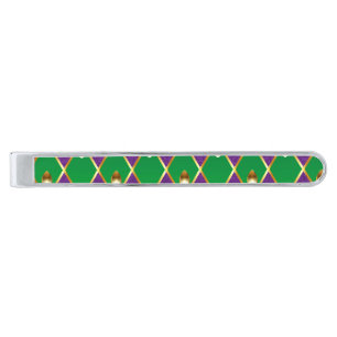 Jewelry Background Mardi Gras Silver Finish Tie Bar