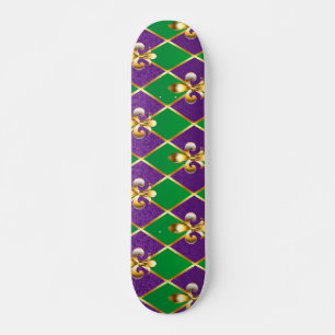 Jewelry Background Mardi Gras Skateboard