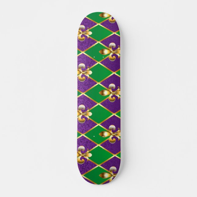 Jewelry Background Mardi Gras Skateboard (Front)
