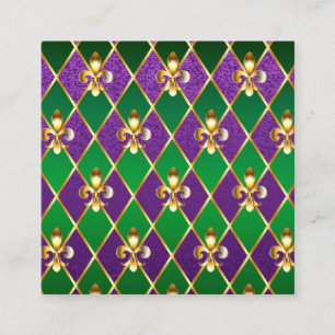 Jewelry Background Mardi Gras Square Business Card
