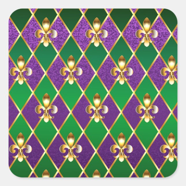 Jewelry Background Mardi Gras Square Sticker (Front)