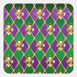 Jewelry Background Mardi Gras Square Sticker