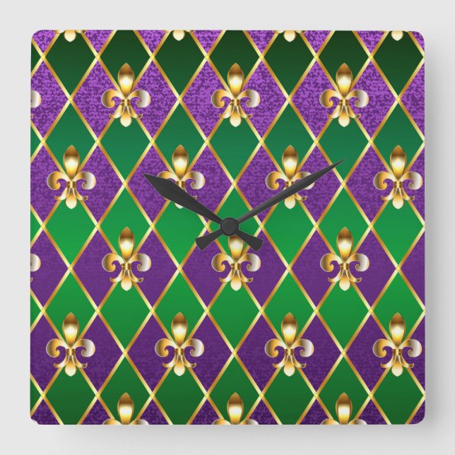 Jewelry Background Mardi Gras Square Wall Clock (Front)
