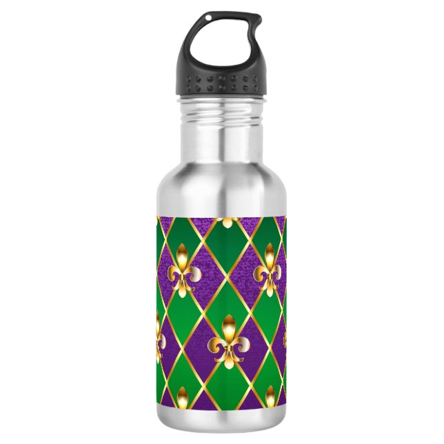 Jewelry Background Mardi Gras Stainless Steel Water Bottle (Front)